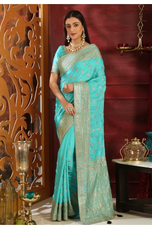 Aqua silk festival wear saree  4118